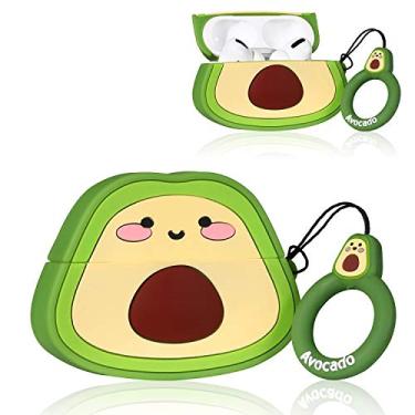 Imagem de Coralogo Capa para Airpods Pro 2019/Pro 2 Geração 2022 Bonito, Personagem Exclusivo 3D Silicone Desenhos Animados Frutas Airpod Skin Engraçado Divertido Chaveiro Design Legal Crianças Adolescentes Meninas Meninos Capas Capas Air Pods Pro (Avocado)