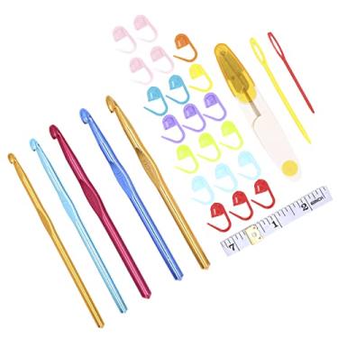 Imagem de Agulhas de crochê, alça ergonômica de várias cores faça você mesmo conjunto de agulhas de tricô para chapéus para cachecóis