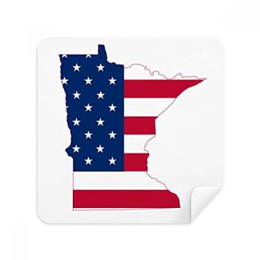 Imagem de Minnesota USA Mapa Estrelas Listras Bandeira em Forma de Óculos Pano Limpador de Tela Tecido Camurça Pacote com 2