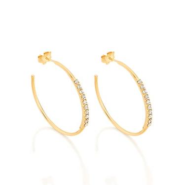 Imagem de Brinco Rommanel Banhado Ouro Argola Com Cristais 523310