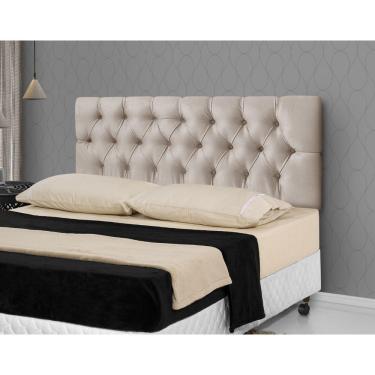 Imagem de Cabeceira De Cama Box Casal 1,40m Bege Rede Moveis