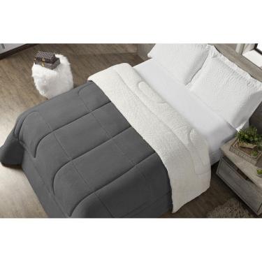 Imagem de Coberdrom Queen Maya Dupla face Manta e Sherpa 1pç - Cinza
