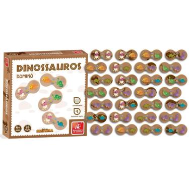 Imagem de Dominó Dinossauro 28 Peças Em Madeira Brincadeira De Casa