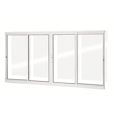 Imagem de Janela de Correr Alumínio Central 2 Folhas Móveis 2 Fixas Lucasa Eccellente 100cmx200cm Branco