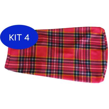 Imagem de Kit 4 Roupa capa soft para cachorro vermelho xadrez tamanho