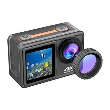 Imagem de Yuwao 4K 24Mp Dual Screen Sport Camera Dv Camcorder Tela De 2,0 Polegadas 170° Grande Angular Eis 40M Wifi À Prova D'Água Com Lente Macro Controle Remoto Para Esportes Ao Ar Livre