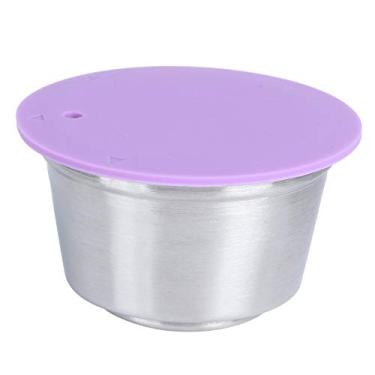 Imagem de Copo de cápsulas de café, copo de cápsula de café de aço inoxidável, copo de cápsula de café reutilizável reutilizável com tampa e filtro, apto para cafeteira Dolce Gusto Piccolo, várias cores(purple)