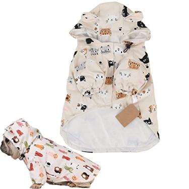 Imagem de Capa de chuva para cachorro com capuz Corgi Slicker Poncho Jaqueta à prova de chuva com furo para coleira Roupas à prova de vento para cães pequenos médios respiráveis, 2, M (costas: 35cm)
