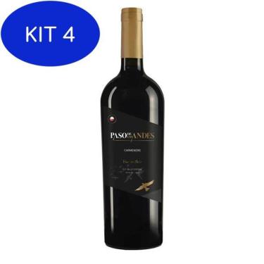 Imagem de Kit 4 Vinho Paso De Los Andes Carmenere 750Ml - Vinho