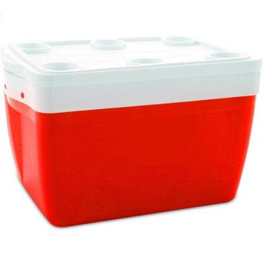 Imagem de Cooler Caixa Térmica Grande 65L Porta Copos Vermelha Geladeira