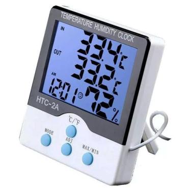 Imagem de Termômetro Medidor Temperatura Umidade Interno E Externo Com Higrômetr