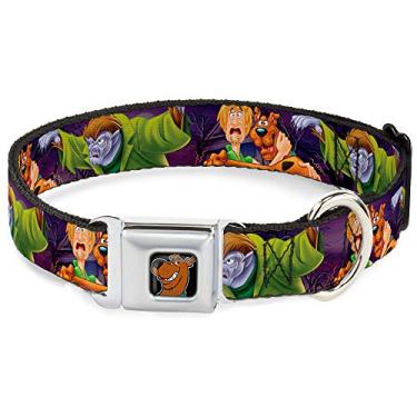 Imagem de Buckle-Down Coleira para cães com fivela de cinto de segurança - Scooby & Shaggy Hugging w/Werewolf Man Purple - 2,54 cm de largura - Serve para pescoço de 28-43,18 cm - Médio
