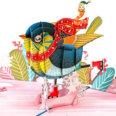 Imagem de Paper Love Cartão pop-up de Natal 3D Holiday Bird, presente para Natal ou feriados, capa de 12,7 cm x 17,8 cm - Inclui envelope e etiqueta de nota removível