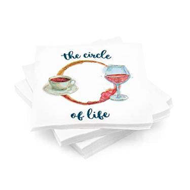 Imagem de Pacote com 30, guardanapos "Coffee to Wine is the "Circle of Life" para festas de café e festas de café e festas de brunch, noite de meninas e clubes do livro