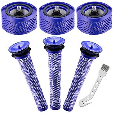 Imagem de Funmit 3 filtros de aspirador HEPA e 3 kits de pré-filtros de substituição para aspiradores Dyson V6 Absolute Dyson V6 Absolute Cordless Stick Vacuum Part 965661-01 e 966741-01