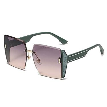 Imagem de Óculos de sol femininos sem armação de borda de corte alto sentido grande armação de óculos de sol maré, 2, tamanho único