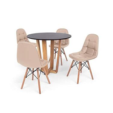 Imagem de Conjunto Mesa de Jantar Lara 90cm Preta com 4 Cadeiras Charles Eames Botonê - Nude