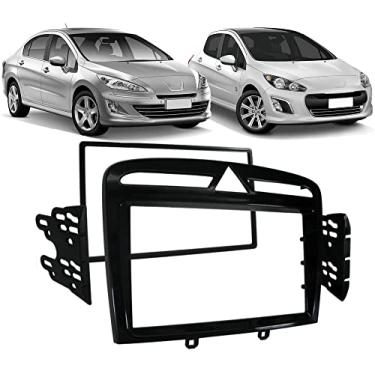 Imagem de Moldura De Painel 2 Din Peugeot 308 2012 2013 2014 2015 2016 2017 2018 Peugeot 408 2011 2012 2013 2014 2015 2016 2017 2018 - Black Piano - Para Cd Dvd 2 Dins - Padrão Original