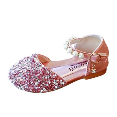 Imagem de Sapatos Crianças Pérola Laço Infantil Meninas Sandálias Princesa Único Bebê Cristal Bling Sapatos de Bebê Roupas de Bebê Meninos 0-3 Meses (Rosa, 6,5-7 Anos Crianças Pequenas)