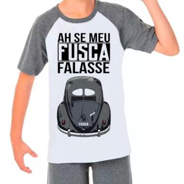 Imagem de Camiseta Raglan Fusca Fusquinha Carro Antigo Cinza Branco01 - Design C