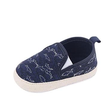 Imagem de Sapatos infantis de sola macia sem cadarço com estampa de animais moda casual sapatos infantis sapatos Mary Jane, Azul, 6-12 meses