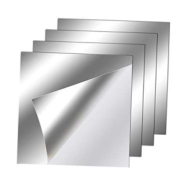 Imagem de JISADER 4 peças adesivos de parede de espelho, espelho 3d de corpo faça você mesmo espelho acrílico decorativo para casa de espelho, 10cmx10cm