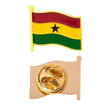 Imagem de Ghana Country Esmalte feito de metal souvenir chapéu masculino feminino patriótico bandeira ondulada lapela pino)