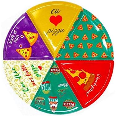 Imagem de Jogo Kit 6 Pratos Pizza Melamina Plástico Forma A Bandeja