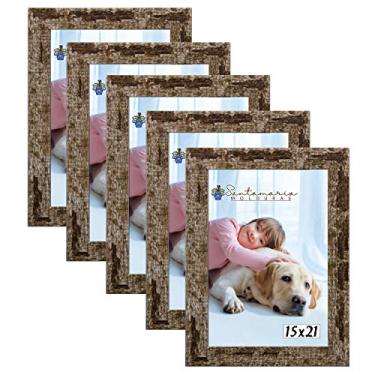 Imagem de Kit 5 Molduras Porta Retrato 15X21 Marrom