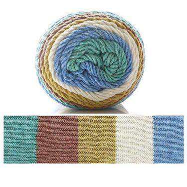 Imagem de Cicilin 4 peças de fio de crochê de 100 g, fio de mistura de algodão confortável, fio de tricô multicolorido, fio de tricô à mão, fio de crochê (cor 35)