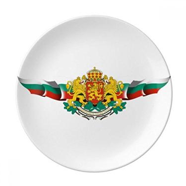 Imagem de Placa com emblema nacional da bandeira da Bulgária de porcelana decorativa Salver louças de jantar
