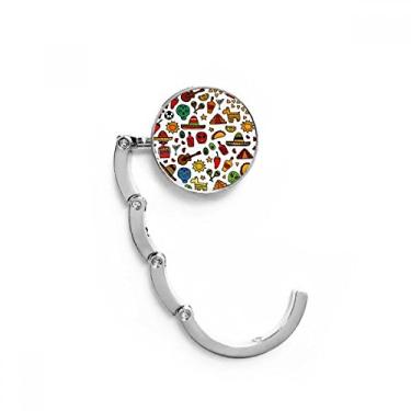 Imagem de Gancho de mesa com ilustração de futebol de guitarra e pimenta com fecho decorativo dobrável