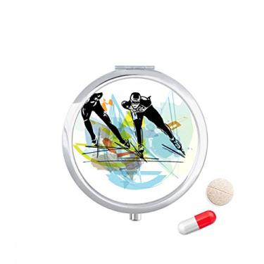 Imagem de Caixa de comprimidos de aquarela esportiva Speed Skating Athletes Pocket Medicine Storage Box Dispenser