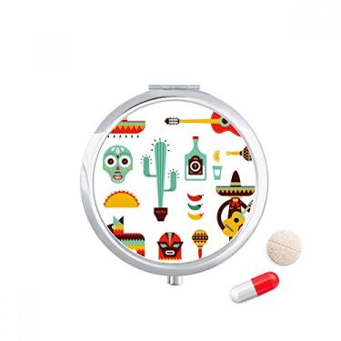 Imagem de Sombrero Tequila Estojo de comprimidos para guitarra Chili Mexico Elment com bolso para remédios