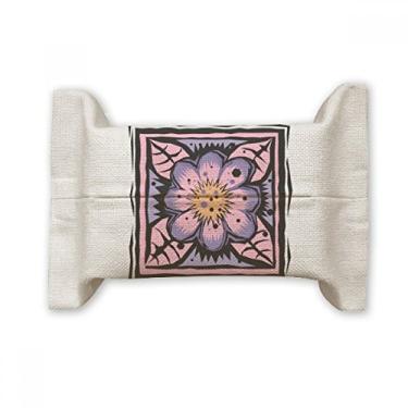 Imagem de Bolsa de linho de algodão com gravação de elemento de cultura mexicano de flor roxa