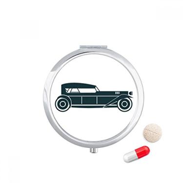 Imagem de Caixa de comprimidos verde geométrica clássica com contorno de carros. Caixa de armazenamento de medicamentos dispensador de recipiente