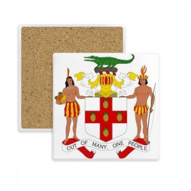 Imagem de Jamaica North America Nacional Emblema Quadrado Porta-copos Porta-copos Porta-copos Pedra de isolamento