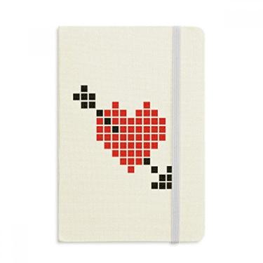 Imagem de Caderno de desenho de Dia dos Namorados com estampa de pixel de coração, capa dura em tecido oficial