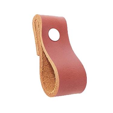 Imagem de Puxador Dobi Parafuso - Couro Legítimo Mogno - Parafuso Branco