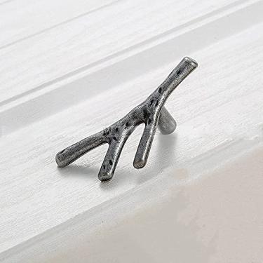 Imagem de Alça de armário de galho de árvore retrô, cozinha, armário, gaveta, puxador, maçaneta, ferragens, 4 prateado, único, orifício