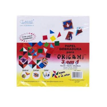 Imagem de Papel Dobradura Para Origami 3 Em 1 Leoni