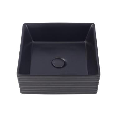 Imagem de Cuba De Apoio Para Banheiro Quadrada Slim Louça Cerâmica 38 cm Larimar Pingoo.casa - Preto Fosco