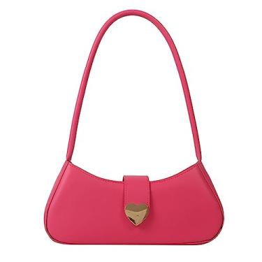 Imagem de Bolsas de ombro para mulheres bolsa bonito hobo mini clutch com fecho de zíper (Rose Pink)