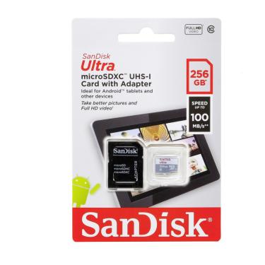 Imagem de Cartão de Memória Micro sd 256GB Classe 10 SDSDQUNR-256G-GN3TA 100 MB/s Sandisk