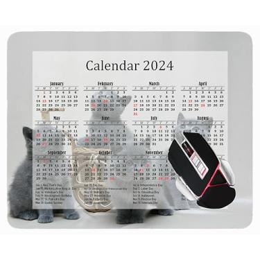 Imagem de YENDOSTEEN Mouse pad de calendário 2023, com feriados, mouse pads coloridos com bordas costuradas tipo 474