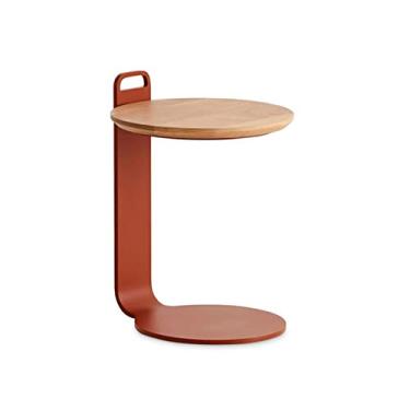 Imagem de Mesa lateral redonda mesa lateral moderna sala de estar sofá de escritório mesa lateral em forma de C quarto mesa de cabeceira decoração de casa mesa de centro pequena removível mesa de centro para sala de estar (cor: latão)