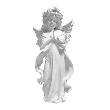 Imagem de Estátua De Anjo Orando Estátua De Anjo Da Guarda Gesso Asas Brancas Estátua De Anjo Escultura De Querubim Memorial Para Mesa De Prateleira Sala De Estar Decoração De Quarto Estatueta Espiritualidade R