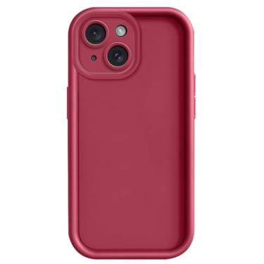 Imagem de HAZARA Capa de silicone para iPhone 15 Pro Max/15 Pro/15 Plus/15, capa à prova de choque com forro de microfibra, capa protetora de telefone com toque macio e sedoso, vermelho, 15ProMax