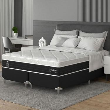 Imagem de Cama Box Queen com Colchão Sofisticato (65x158x198) Grafite e Branco