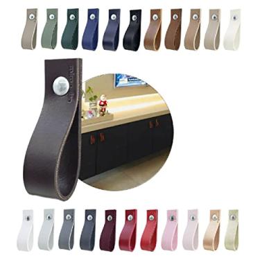 Imagem de Puxador Doko Parafuso para Móveis Armário Guarda Roupa Gaveta Porta Baús Caixas Bandeja Cesto Tábua - Cor Textura de Couro (Marrom Escuro)